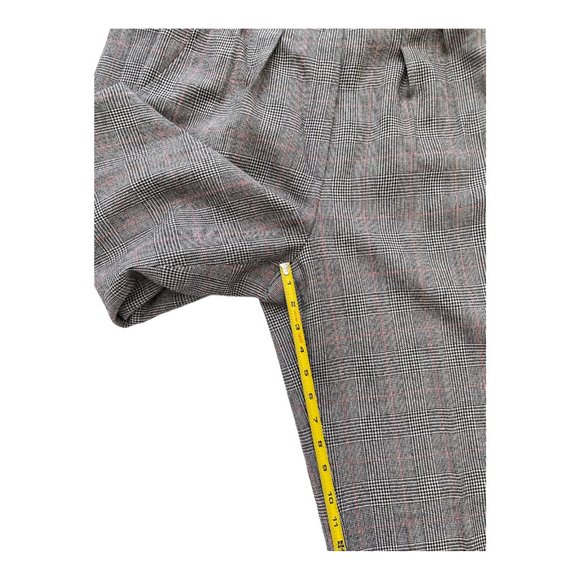 Giorgio Sant Angelo Vintage High Waist Glen Check Orange Pleated Wool Pants 12 - Picture 8 of 10